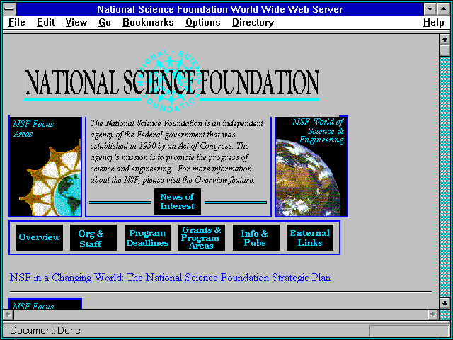 Screenshot of National Science Foundation World Wide Web Server