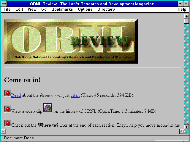 Screenshot of ORNL Review - The Lab's Research and Development Magazine