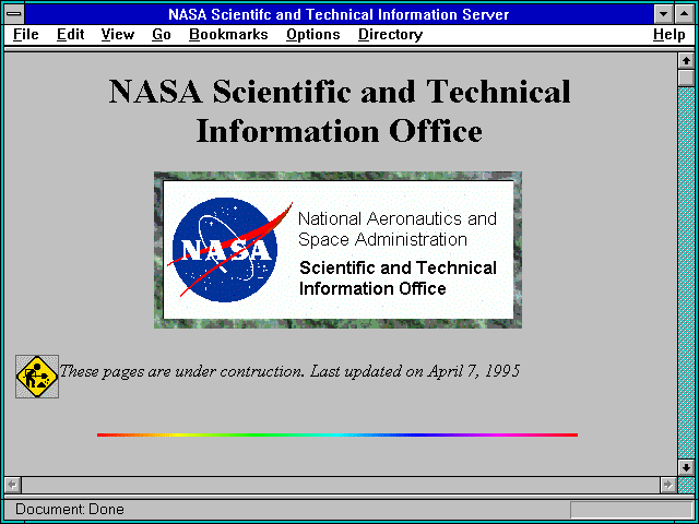Screenshot of NASA Scientifc and Technical Information Server