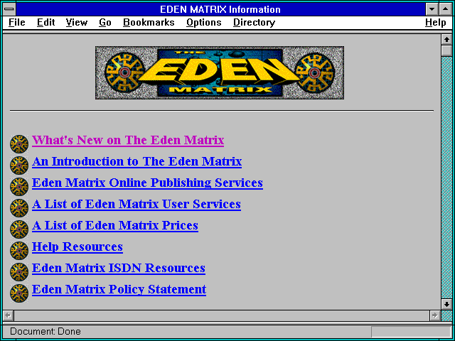 Screenshot of EDEN MATRIX Information