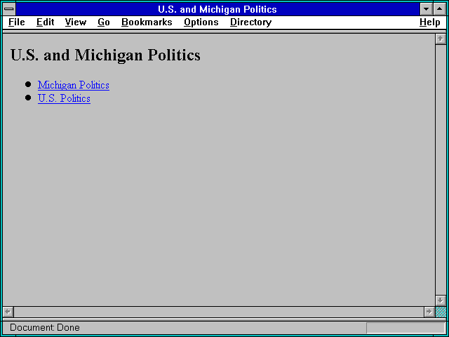 Screenshot of U.S. and Michigan Politics