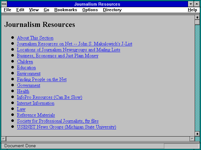 Screenshot of Journalism Resources