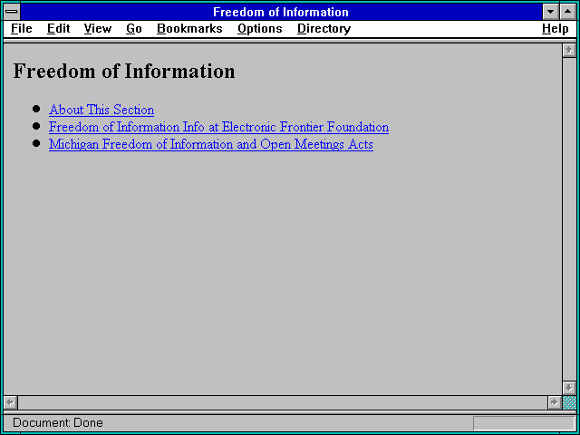 Screenshot of Freedom of Information