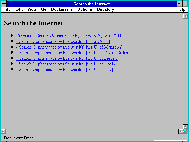 Screenshot of Search the Internet