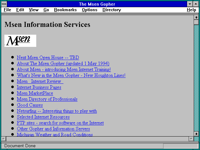 Screenshot of Msen Information Services