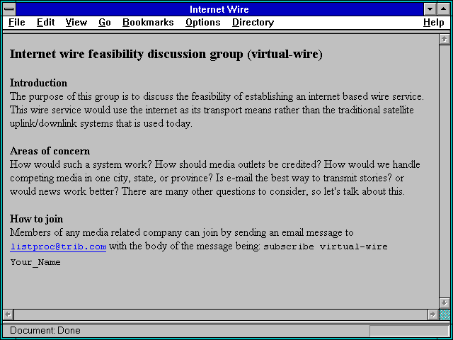Screenshot of Internet Wire