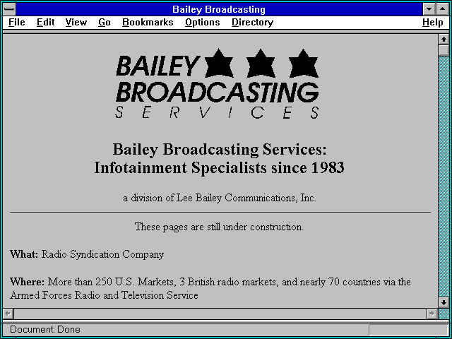 Screenshot of Bailey Broadcasting Services