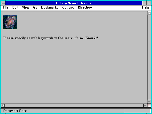 Screenshot of Galaxy Search Results
