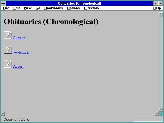 Screenshot of Obituaries (Chronological)