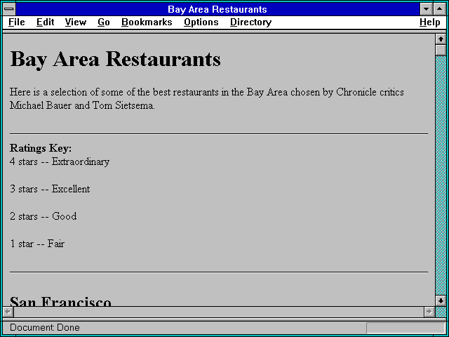Screenshot of Bay Area Restaurants