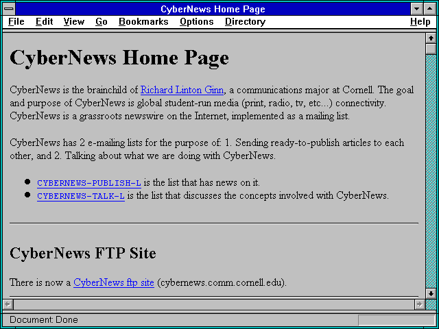 Screenshot of CyberNews Home Page