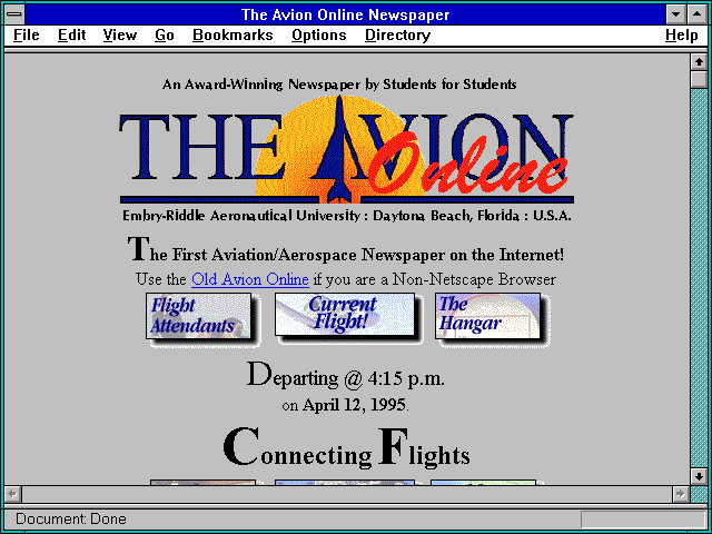 Screenshot of The Avion Online Newspaper