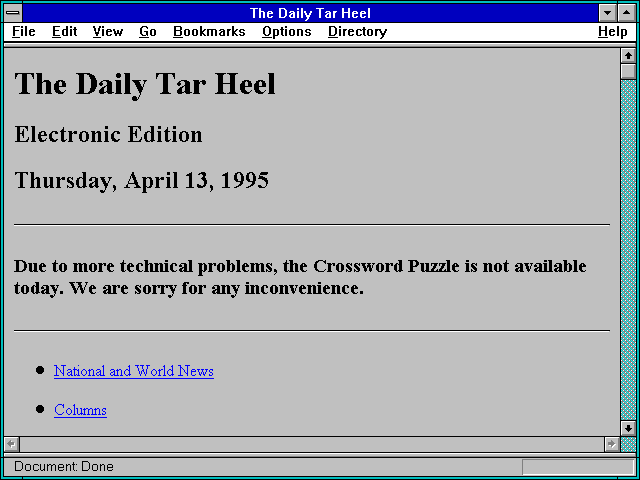 Screenshot of The Daily Tar Heel