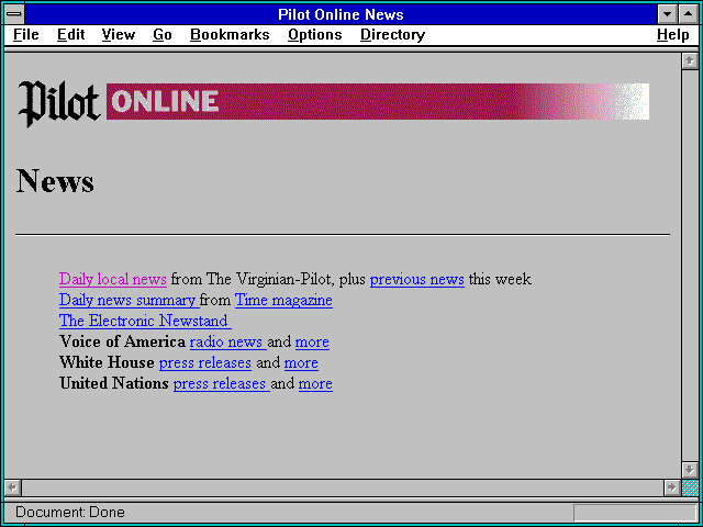 Screenshot of Pilot Online News