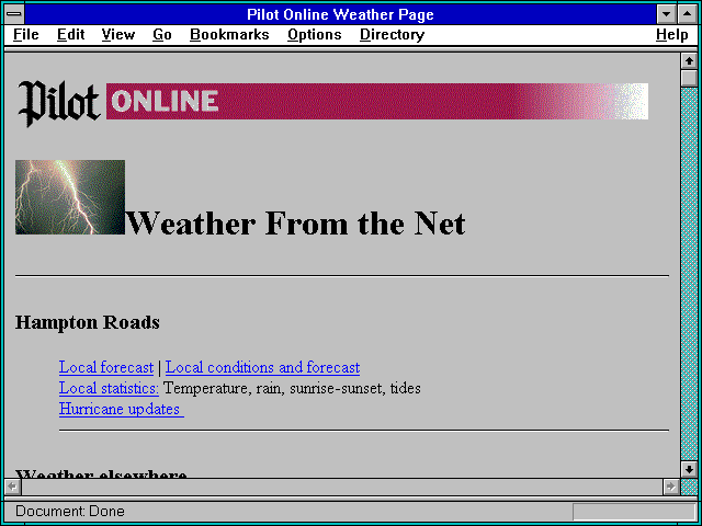 Screenshot of Pilot Online Weather Page