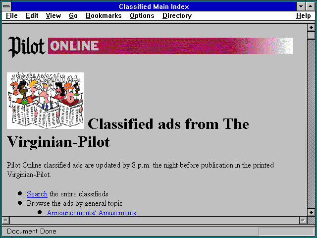 Screenshot of Classified Main Index