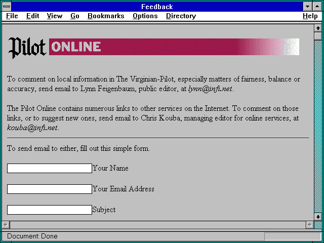Screenshot of Feedback