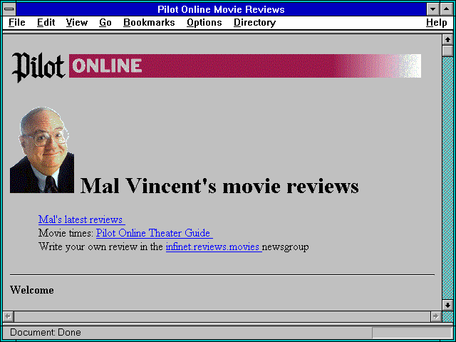 Screenshot of Pilot Online Movie Reviews