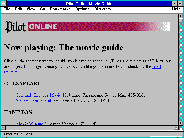 Screenshot of Pilot Online Movie Guide