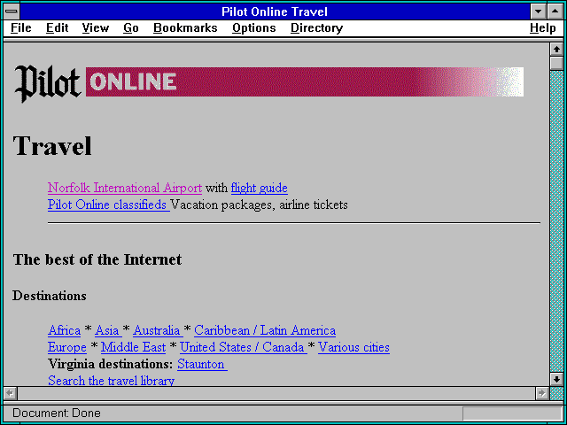 Screenshot of Pilot Online Travel