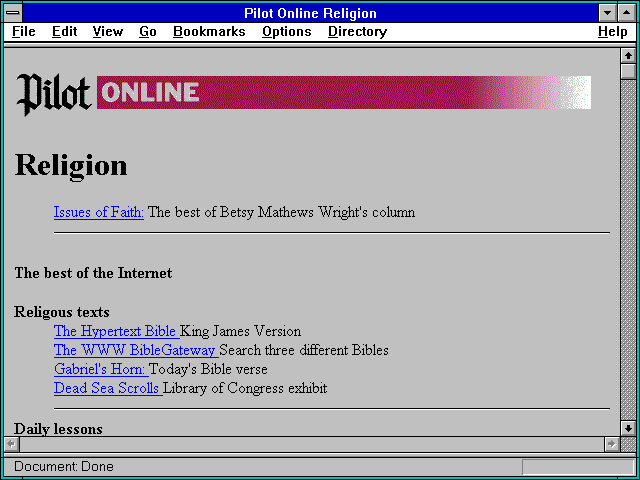 Screenshot of Pilot Online Religion