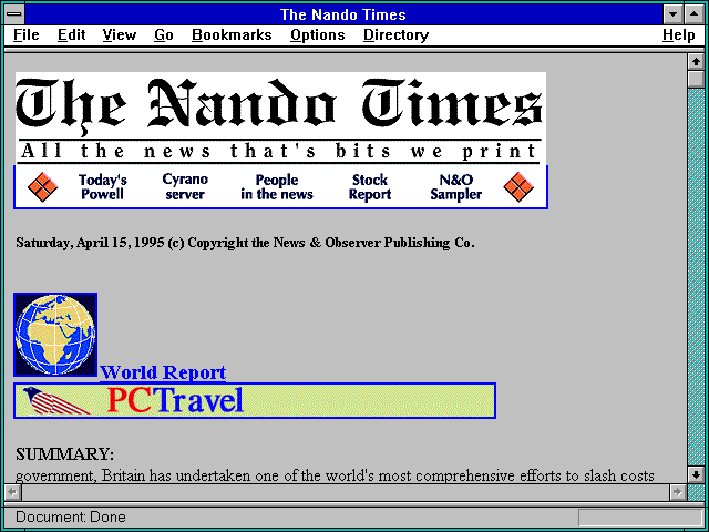 Screenshot of The Nando Times