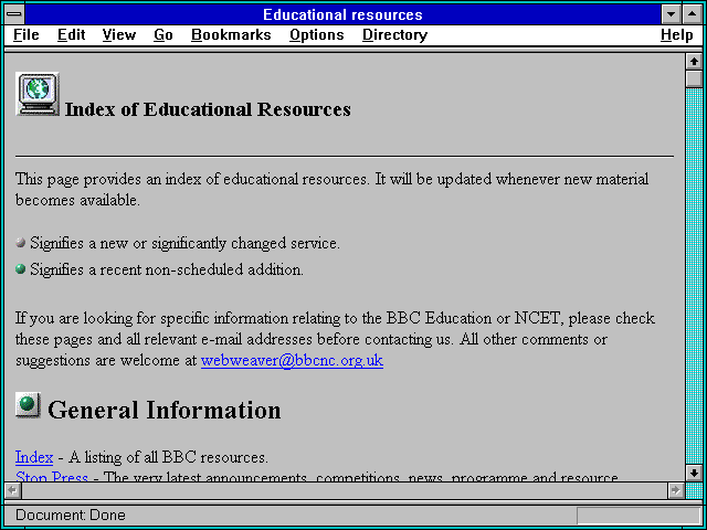 Screenshot of Educational resources