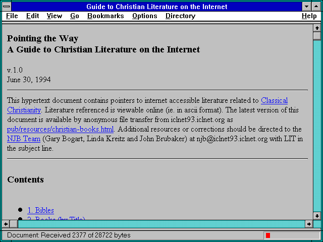 Screenshot of Guide to Christian Literature on the Internet