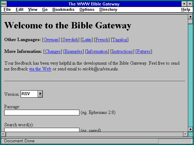 Screenshot of The WWW Bible Gateway