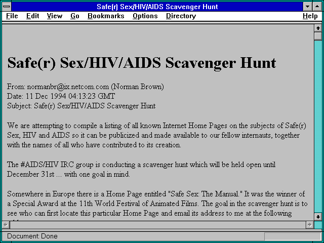 Screenshot of Safe(r) Sex/HIV/AIDS Scavenger Hunt