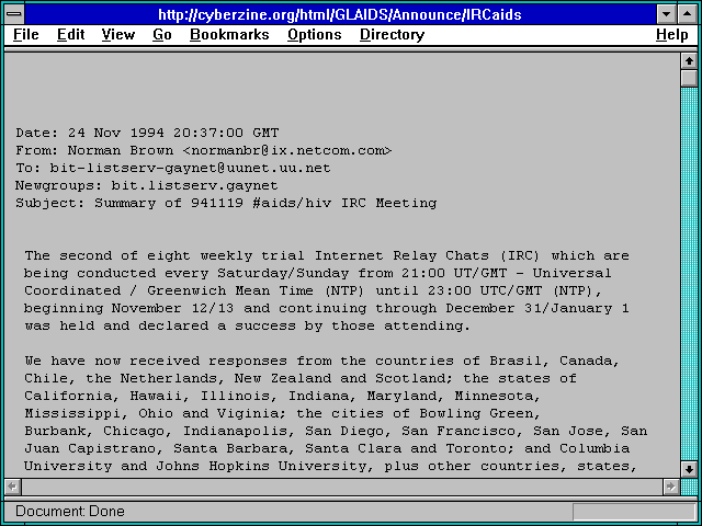 Screenshot of http://cyberzine.org/html/GLAIDS/Announce/IRCaids