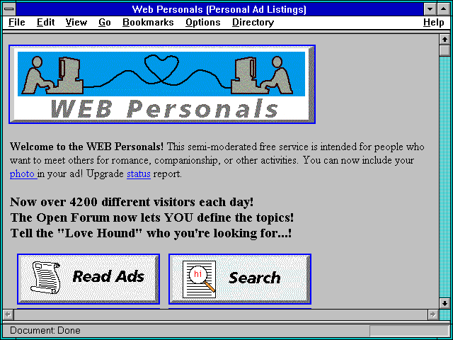Screenshot of Web Personals (Personal Ad Listings)