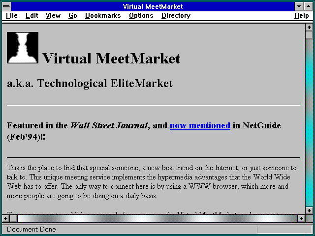 Screenshot of Virtual MeetMarket