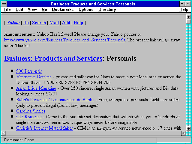 Screenshot of Business:Products and Services:Personals