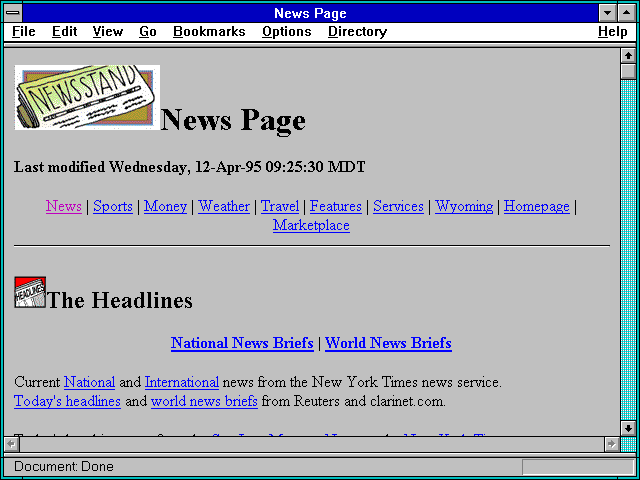 Screenshot of News Page