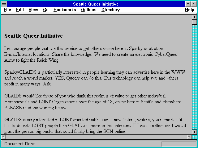 Screenshot of Seattle Queer Initiative