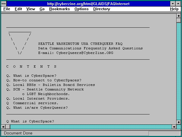Screenshot of http://cyberzine.org/html/GLAIDS/FAQInternet