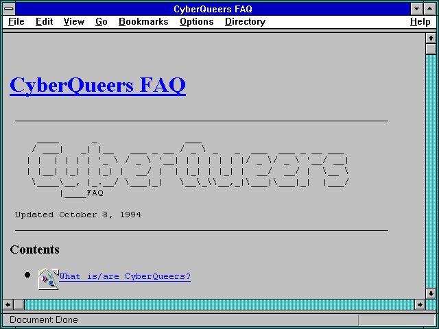 Screenshot of CyberQueers FAQ