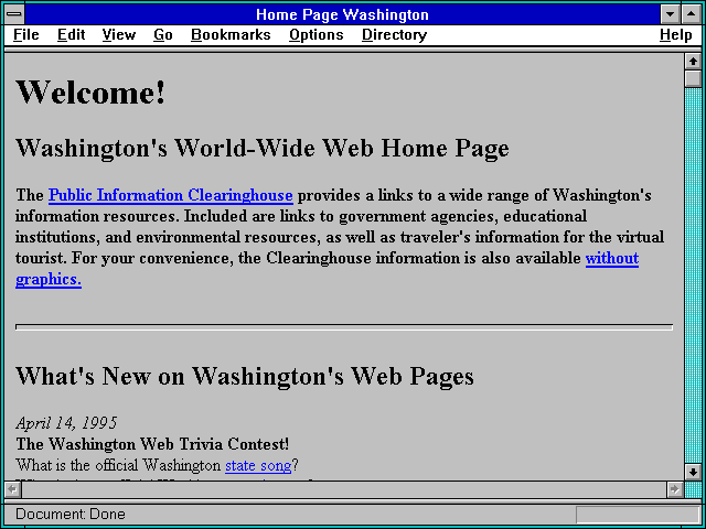 Screenshot of Home Page Washington