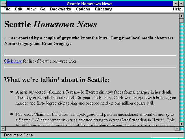 Screenshot of Seattle Hometown News