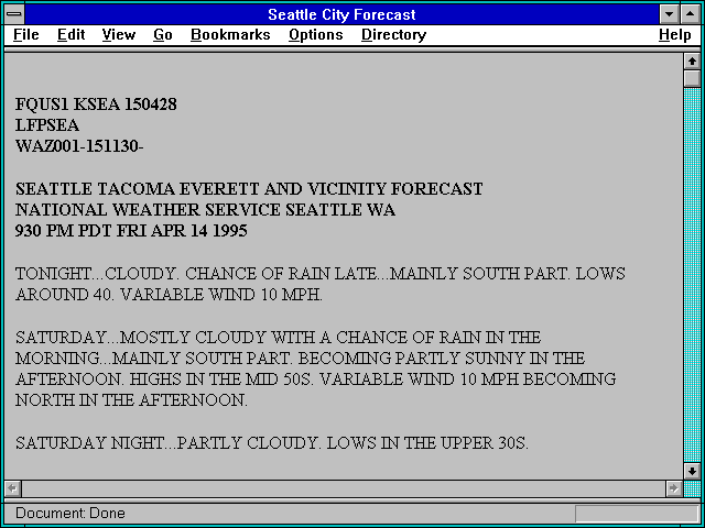 Screenshot of Seattle City Forecast