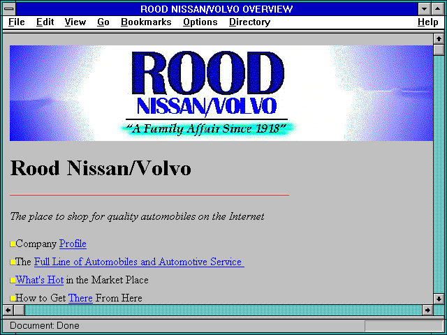 Screenshot of ROOD NISSAN/VOLVO OVERVIEW