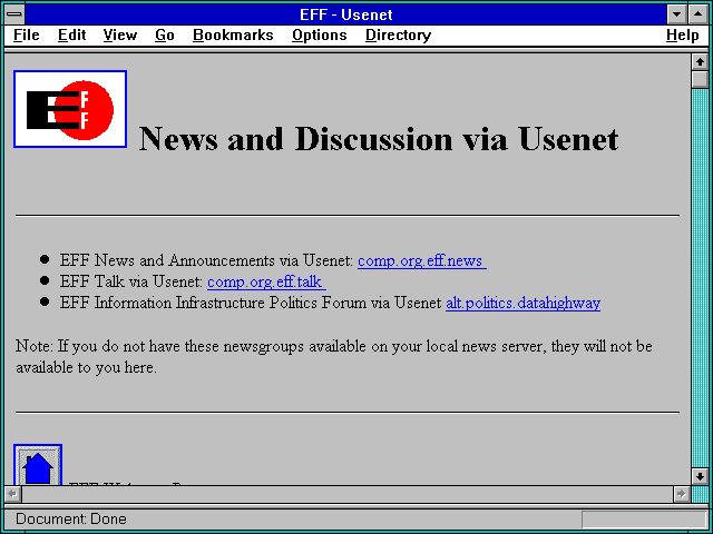 Screenshot of EFF - Usenet