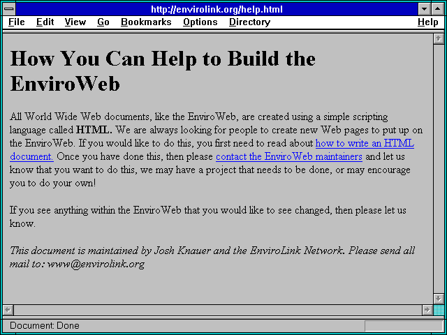 Screenshot of http://envirolink.org/help.html
