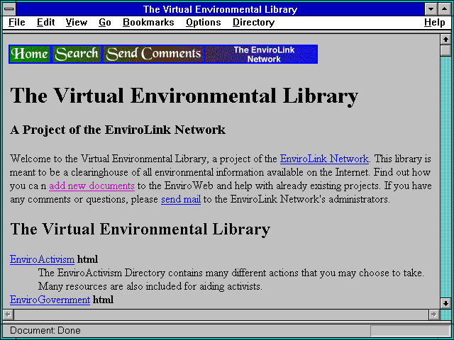Screenshot of The Virtual Environmental Library