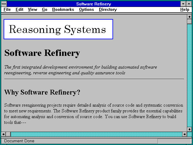 Screenshot of Software Refinery