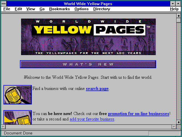 Screenshot of World Wide Yellow Pages - Mountain View