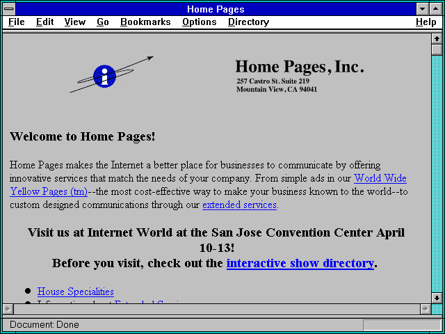Screenshot of Home Pages - Mountain View