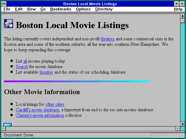 Screenshot of Boston Local Movie Listings