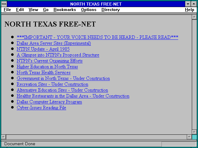 Screenshot of NORTH TEXAS FREE-NET